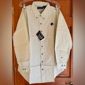 Casual Men's White EDS logo long sleeve Button-Down Shirt